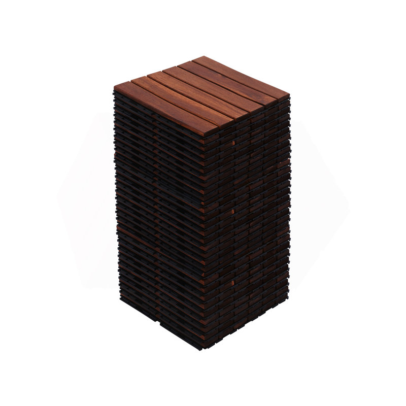 20 tuiles de terrasse emboîtables à motif rayé, Brun