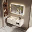 Ensemble de meuble-lavabo intégré en pierre frittée avec miroir intelligent-811285605