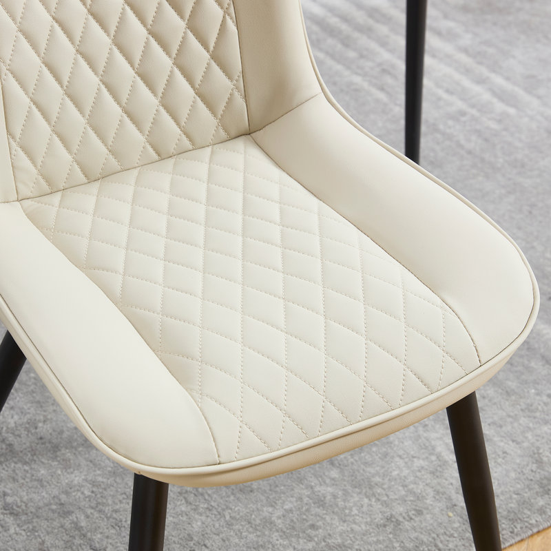 Chaise rembourrée en similicuir, Beige