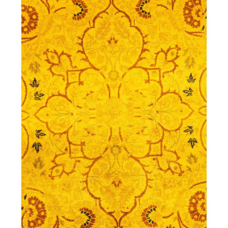 Overdyed Hand-Knotted Wool Modern-Contemporary Gold Area Rug 4' 8" x 7' 3"