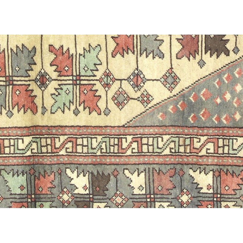 Tapis beige / gris en laine noué à la main de conception unique des années 1960 de taille 4 pi x 6 pi 4 pi x 6 pi