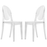 Karapet Marion Transparent Acrylic Stackable Dining Side Chair with Round Back – Lightweight Kitchen & Banquet Chair