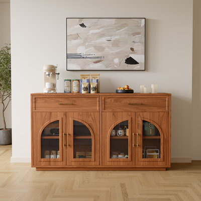 62.99” Arched Glass Door Sideboard Cabinet