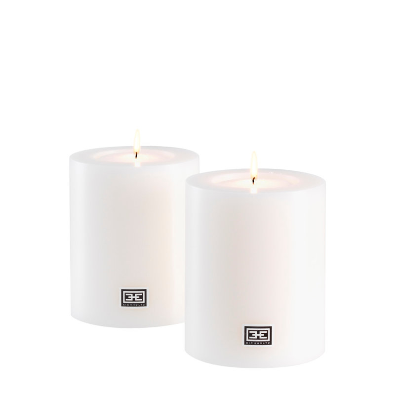 Unscented Flameless Pillar Candle with Polyethylene Holder, 2, 4.72" H x 3.94" W x 3.94" D