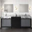 Ensemble de meuble-lavabo double avec plateau en marbre gris château et robinet chromé