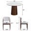 Ensemble de salle à manger Sawyer de style milieu du siècle, table ronde en pierre blanche frittée avec 4 chaises rembourrées et pied central en bois massif.-1520131374