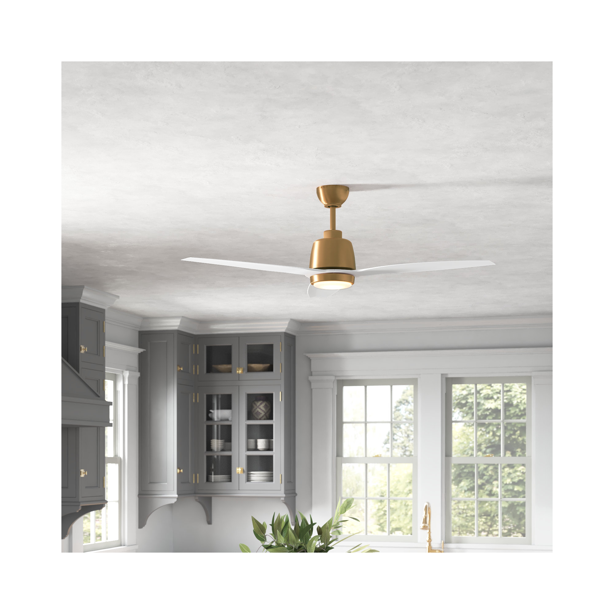 Marica 54'' 3 Blade Ceiling Fan with LED Light Kit, Satin Gold