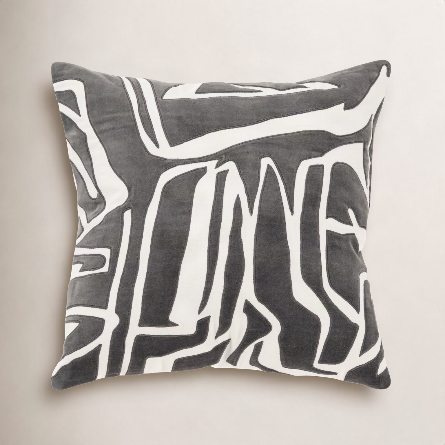 Haslet 20" x 20" Cotton Throw Pillow, Ivory/Charcoal