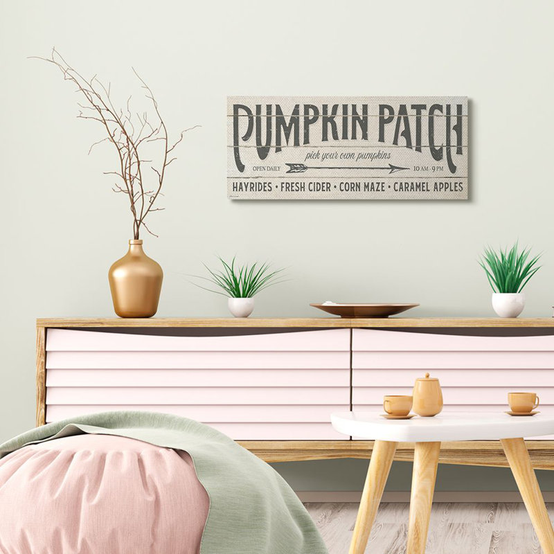 «Pumpkin Patch Fall Autumn Seasonal Word Design» par Stephanie Workman Marrott - reproduction d'art textuel, Toile tendue