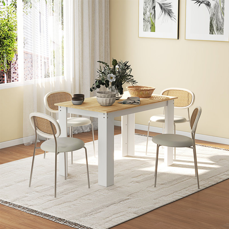 Table de salle à manger moderne pour 4-6 personnes avec plateau plaqué, chêne