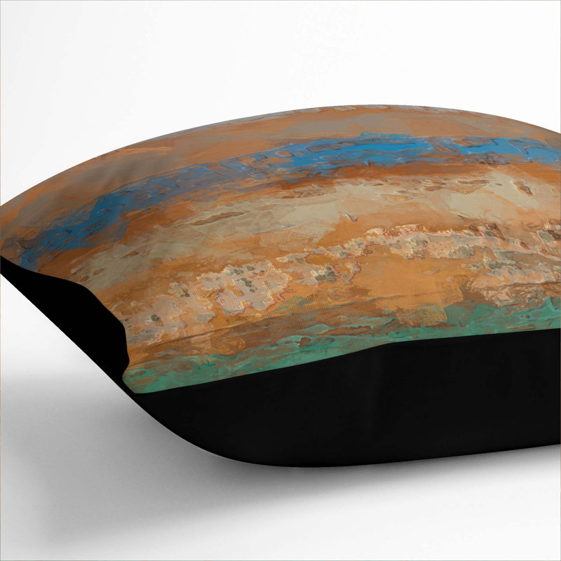 Abstract Square Throw Cushion, 55cm H x 55cm W x 20cm D, Black