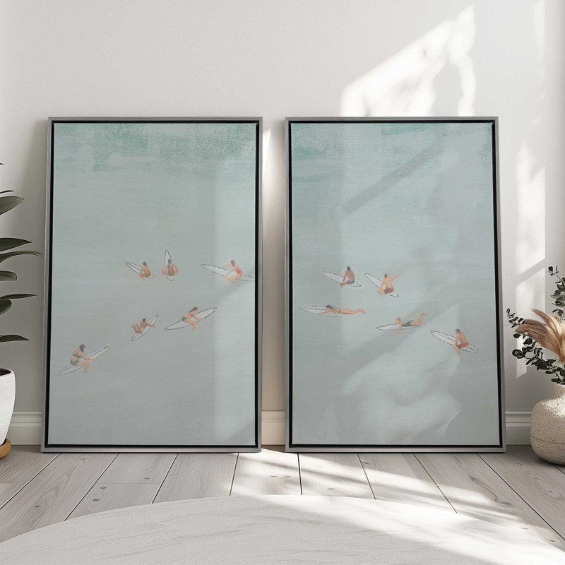 Surf Squad Chill, ensemble de 2 impressions, Or poli, Toile avec cadre, 36 po x 24 po
