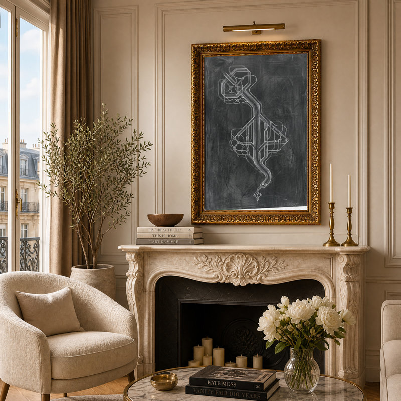 Diagramme technique blanc sur fond noir - Tableau mural sur toile, H 24 po x l 16 po