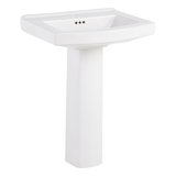 Pennfield 24" Vitreous China Pedestal Bathroom Sink with Overflow and 3 Faucet Holes at 8" Centers
