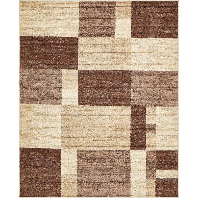 Tapis brun à motif géométrique Harvest, Rectangle 9 pi x 12 pi