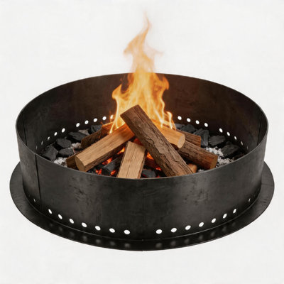 Smokeless Heavy-Duty Carbon Steel Fire Pit Ring, Outdoor Wind Guard with Rust-Proof Vent Holes, Portable DIY Fire Bowl for Patio, Backyard, Camping & Garden