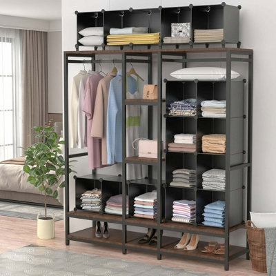 Étagère de rangement à 9 cubes pour vêtements, chambre à coucher, chambre d'enfant, salle de bain, garde-robe, noir