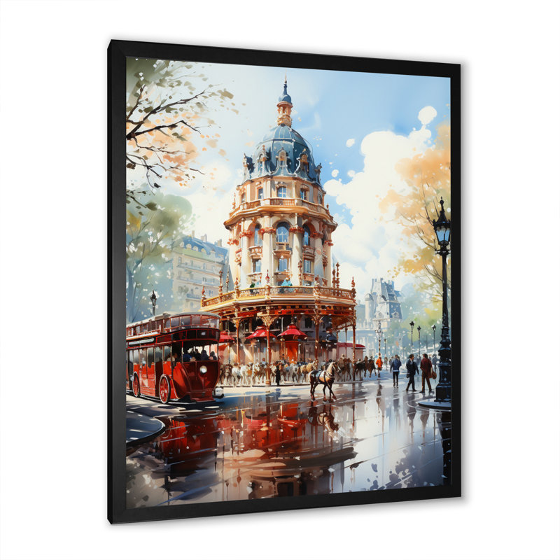 " Carousel Whimsical Delight VI ", Black Picture Framed, 20" H x 12" W x 1" D