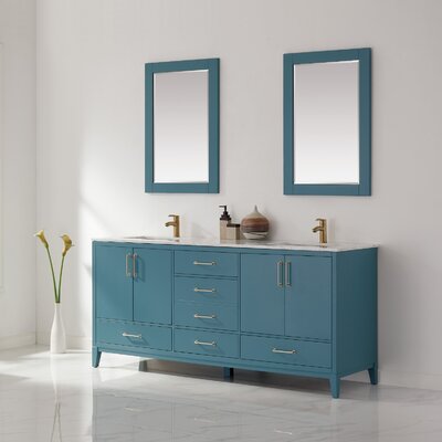 Kahina 72"" Double Bathroom Vanity Set with Mirror -  Red Barrel StudioÂ®, A4431B6B54144E2F86AA1F2FB28CCD51