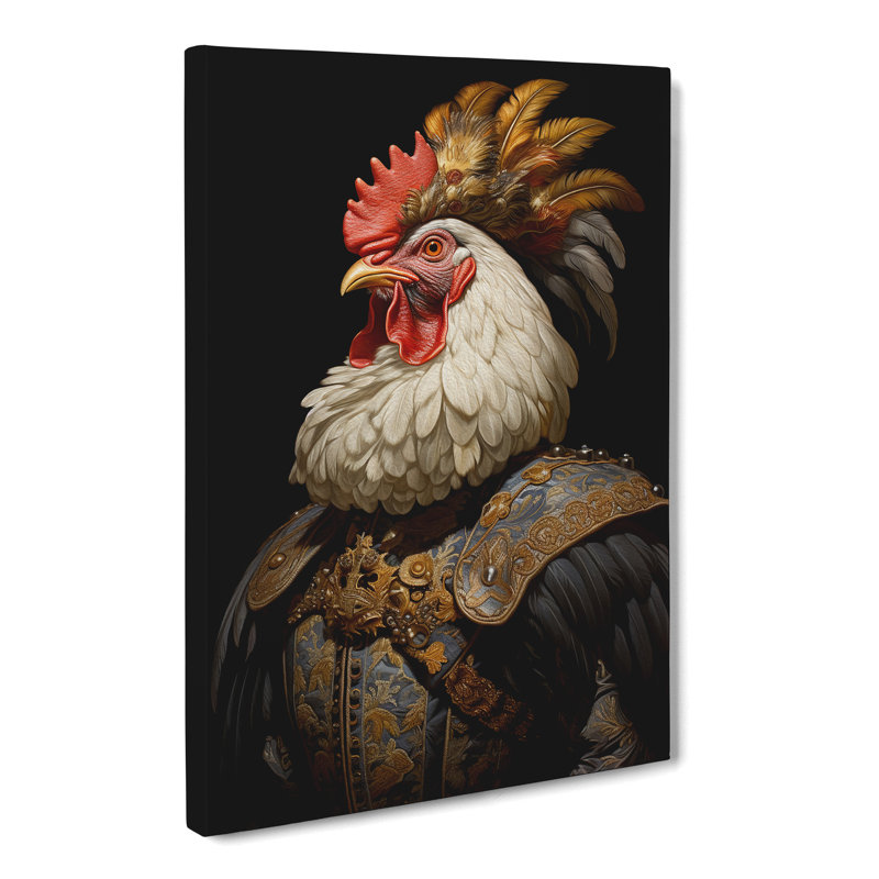 Chicken Baroque - No Frame Rectangle Print, 50cm H x 35cm W x 3cm D