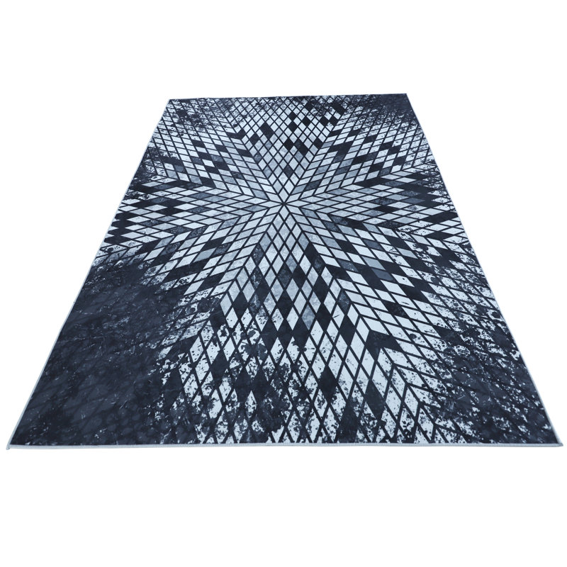 Faux Cowhide Digital Printed Patchwork Astral Sequence Contemporary Indoor Area Rug Cotton Canvas Backing (4'' X 6'')