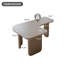 Table basse moderne en forme de L 35,43 po modernisée, table de cocktail avec peinture verte multicouche, table d'appoint pour canapé-lit, table centrale d'angle peu encombrante pour salon, bureau, kaki-1796763149
