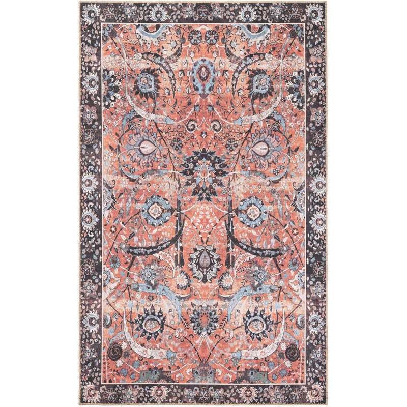 Tapis huguenot Aucun couleur rouille rétro, Rectangle 5 pi 1 po x 8 pi