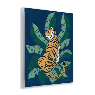 Tigre assis sur des palmiers, art mural sur toile par yves St. Amant