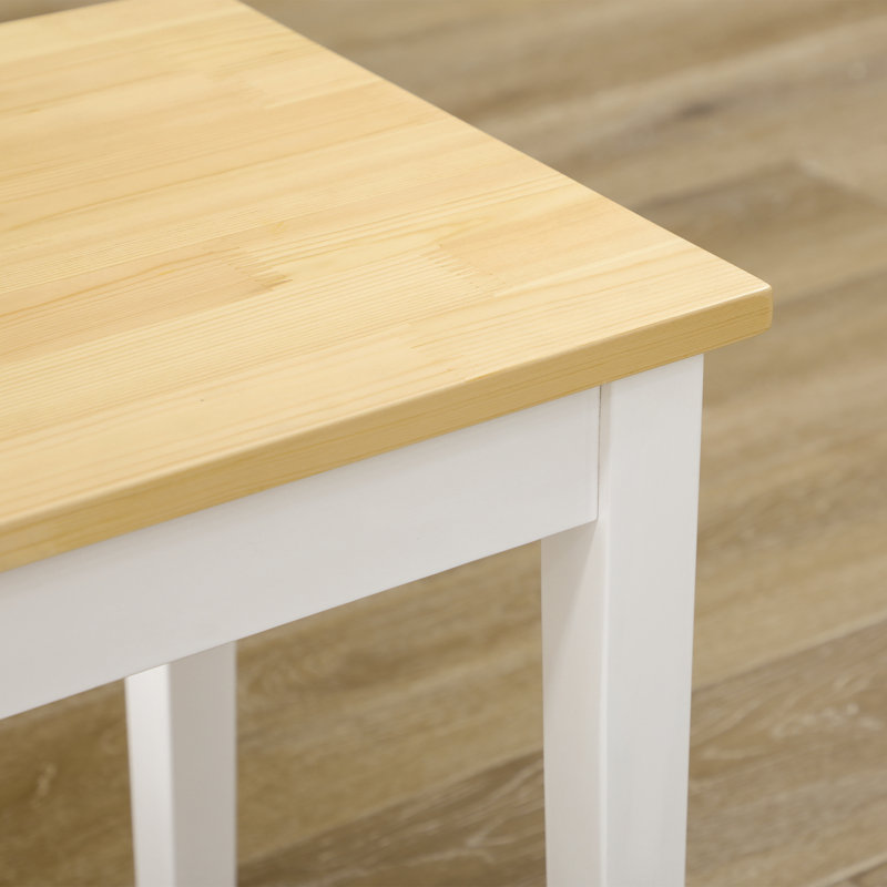 Cordilia 2 Seater Dining Bench, Pine Wood Bench, for Kitchen, Natural Wood/White