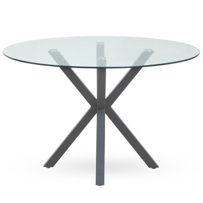 Autry Round Glass Top Dining Table