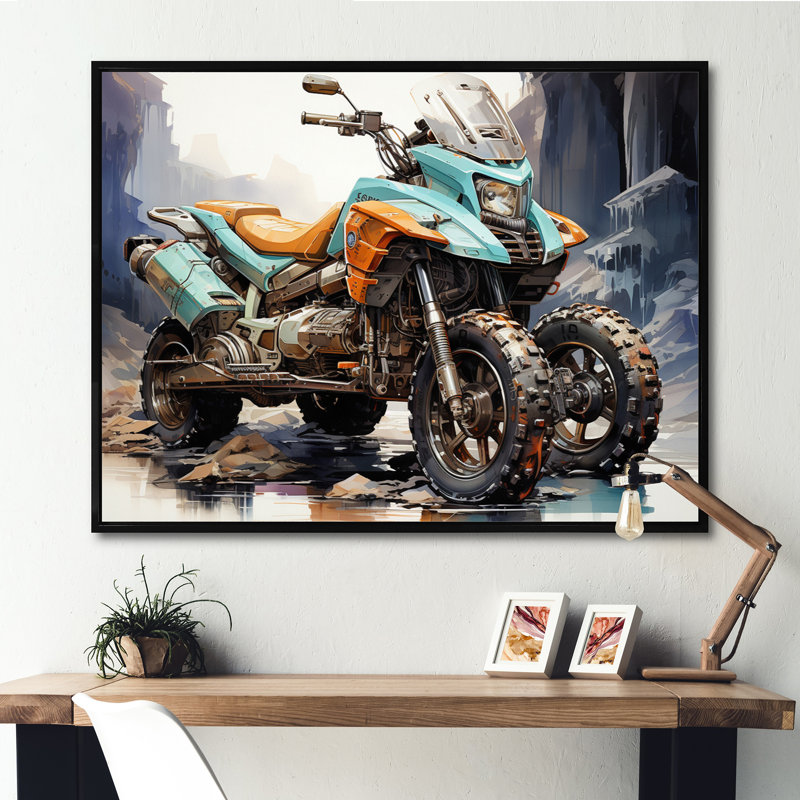 «Scooter in Wild Adventure Seeker II», reproduction sur toile, H 30 po x l 40 po x P 1,5 po, Cadre flottant noir