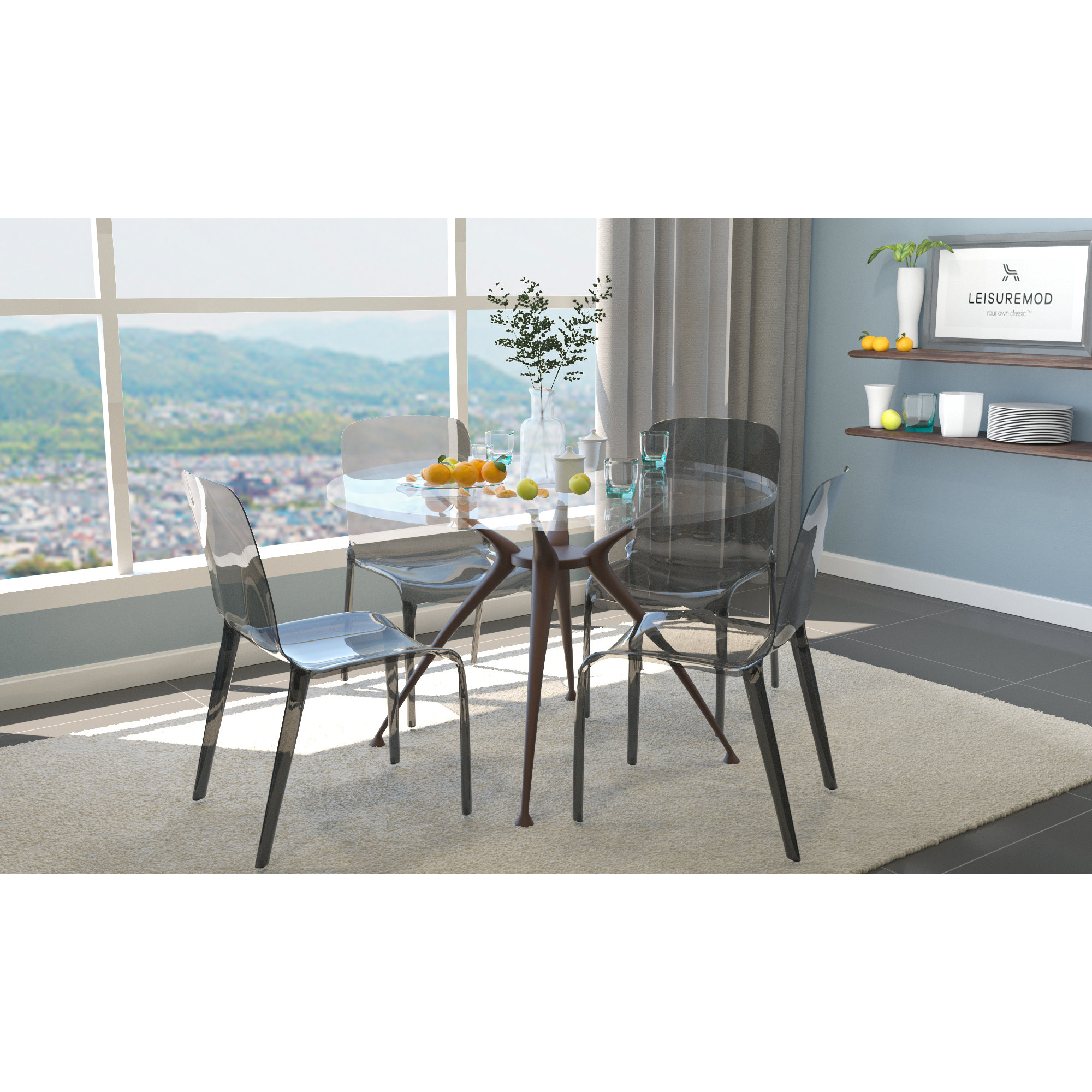 Lade Transparent Plastic Stackable Dining Chair with Waterfall Edge Seat – Lightweight Versatile Accent & Kitchen Side Chair, No Assembly Required