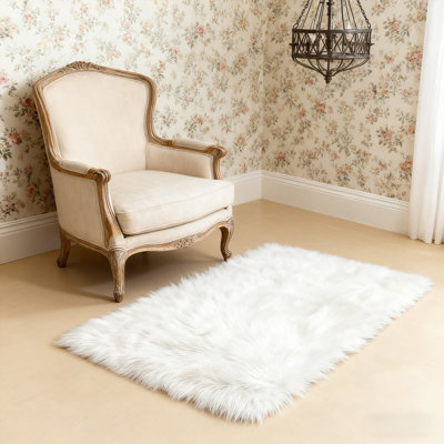 Plush Faux Sheepskin White Rug
