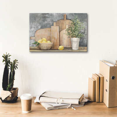 Toile épique Graffiti «Rustic Kitchen Gray» par Julia Purinton, 18 po x 12 po