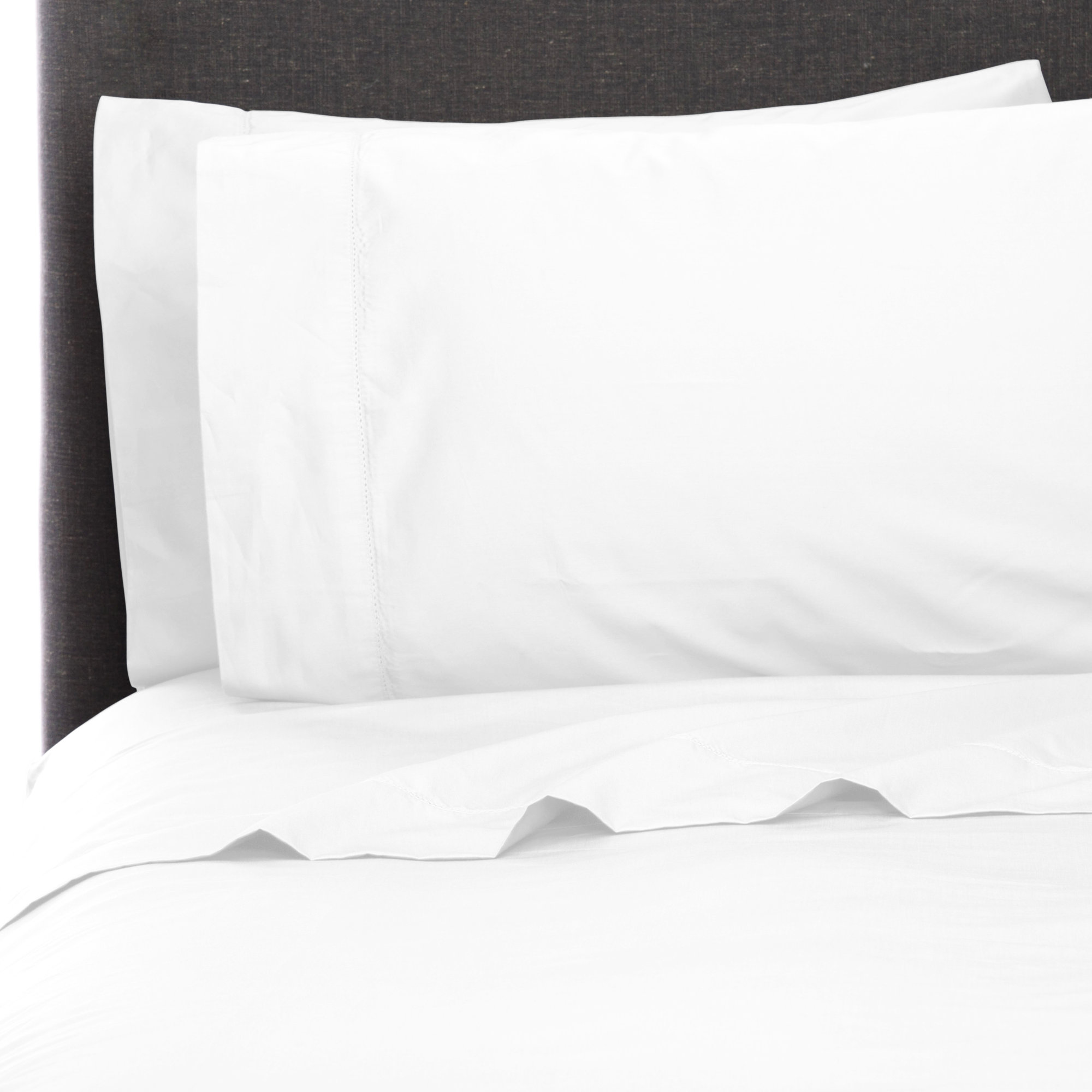 Barbe 100% Cotton Sheet Set, White, King Sheet Set + Fitted Sheet + 2 Pillowcases