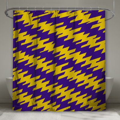 Yellow Purple Zigzag Shower Curtains Extra Long
