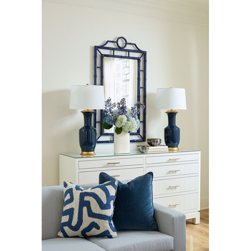 Alia Table Lamp, Gold/Navy Blue