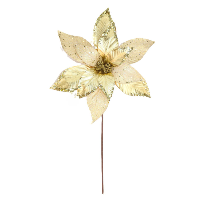 Médaillon métallique doré poinsettia, Doré