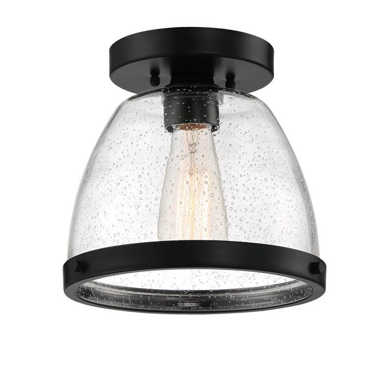 Lodie Glass Semi Flush Mount, Black, 8.75" H x 9.5" W x 9.5" D