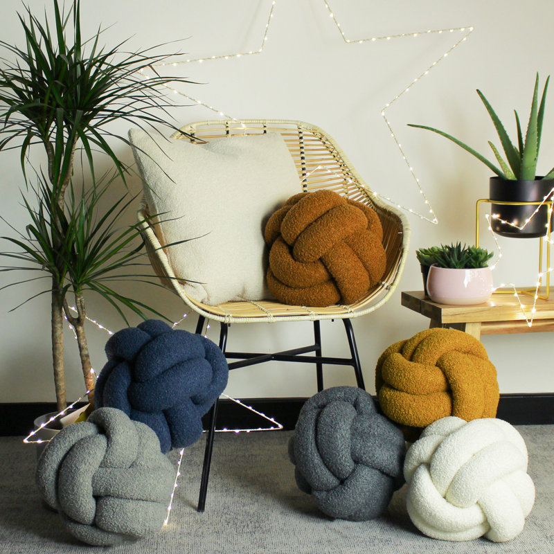Boucle Knot Novelty Throw Cushion, Ginger