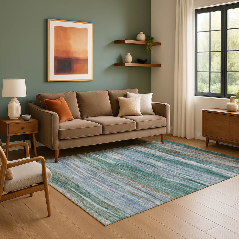 Premium Machine Washable Alaina AMF1933 Waves Rug, Rectangle 8' x 10'