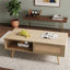 Table basse rectangulaire en rotin avec rangement à porte coulissante, finition aux tons naturels, largeur de 41,34 pouces