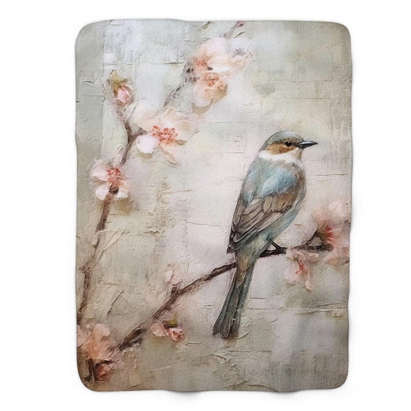 Sakura Symphony Sparrows - 1 Piece Premium Sherpa Blanket, L 50 po x L 60 po