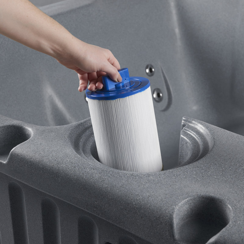 Gray Granite 4-Person Rectangle Plug and Play Hot Tub