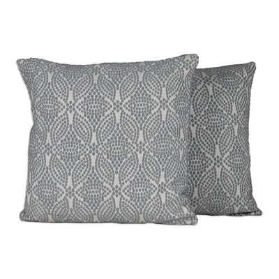 Novica Handmade Grey Spring Cotton Cushion Covers (Pair)