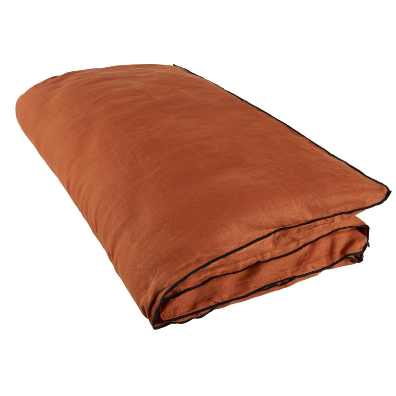 Dziedzic 100% Linen Solid Colour Duvet Cover, Mid Brown 