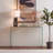 Elegant Haslemere 44'' Glass Sofa Table – Minimalist Tempered Glass Sofa Table with Sculptural Look
