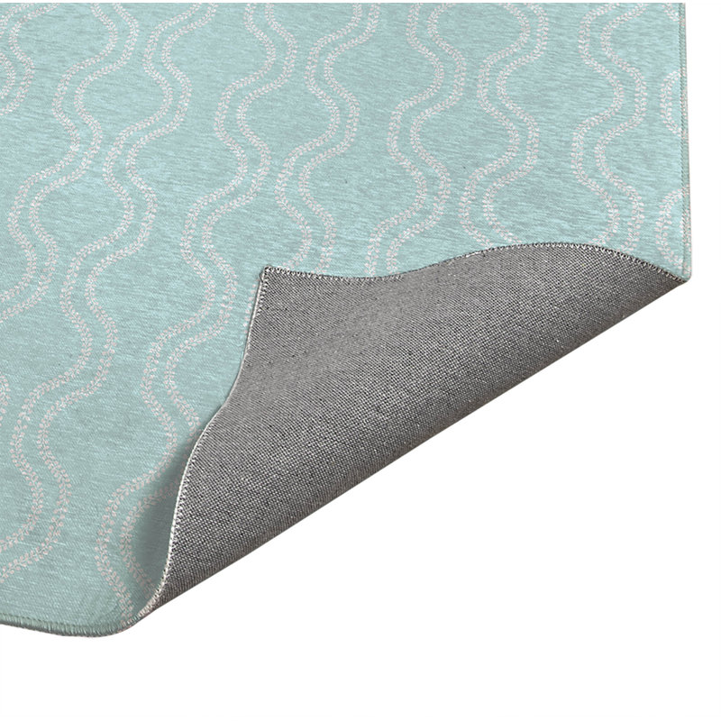 Wavy Vine Decorative Non-Slip Outdoor Are Rug, Blue, Rectangle 5' x 7'