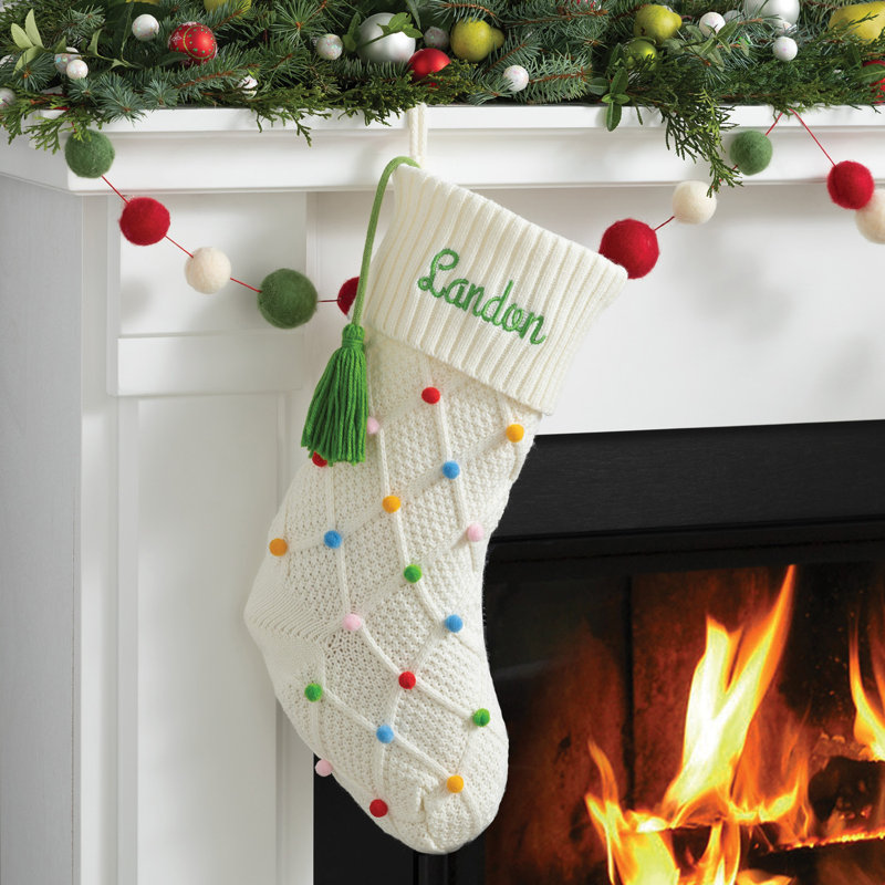 Chaussette de Noël en tricot à pompons, Oui