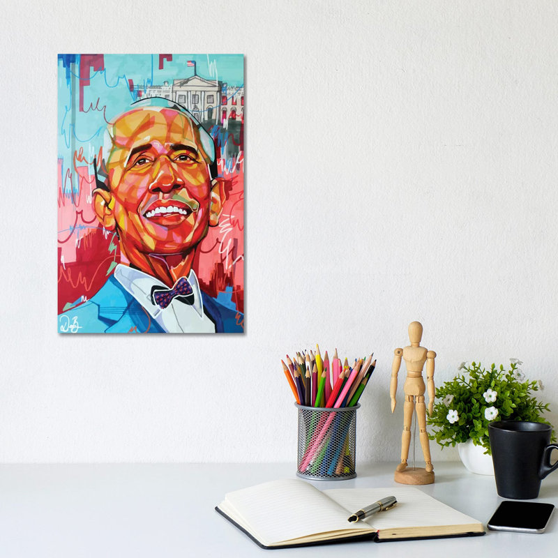 Barack Obama - impression d'art graphique, H 12 po x l 8 po x P 0,75 po, Toile tendue, Pas de tapis
